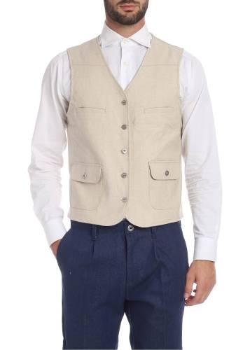 Ribbon Clothing four-pocket vest in beige cream
