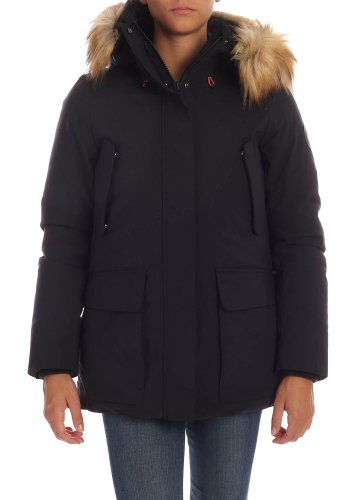 Save The Duck black down jacket with eco fur insert black