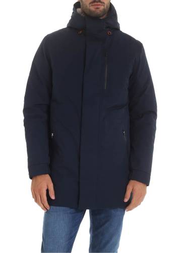 Save The Duck dark green parka with inner eco-fur blue