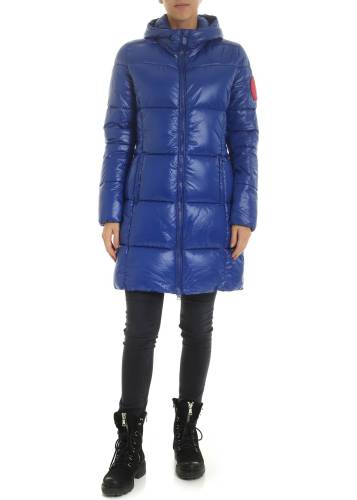 Save The Duck down jacket in electric blue with logo patch blue