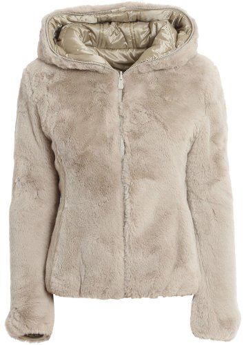 Save The Duck eco fur and nylon reversible down jacket in beige beige
