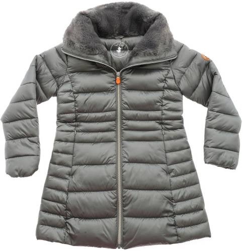Save The Duck gray down jacket with eco fur detail grey