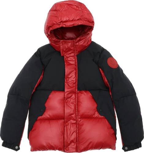 Save The Duck hooded down jacket in red and black red