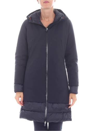 Save The Duck long flared black down jacket black