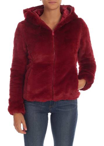 Save The Duck padded eco-fur in burgundy color red
