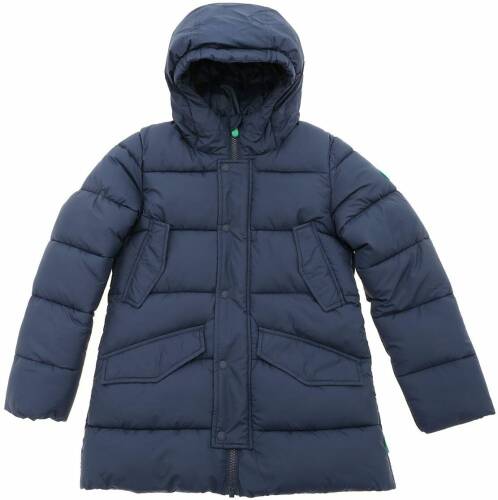 Save The Duck blue down jacket featuring hood blue