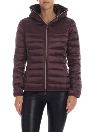 Save The Duck quilted down jacket in plum color purple
