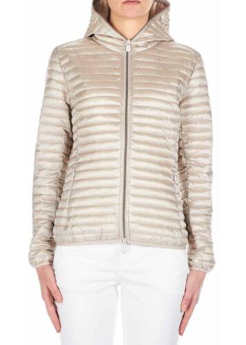Save The Duck quilted hooded jacket iris x beige
