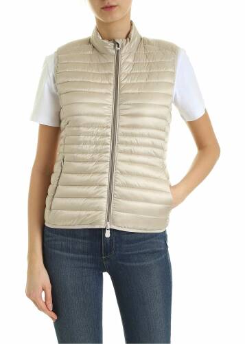 Save The Duck quilted padded waistcoat in beige beige