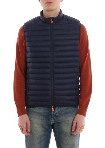 Save The Duck water repellent quilted nylon padded vest blue