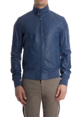 Stewart leather jacket blue