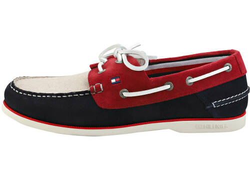 Tommy Hilfiger classic boat shoes in navy red blue