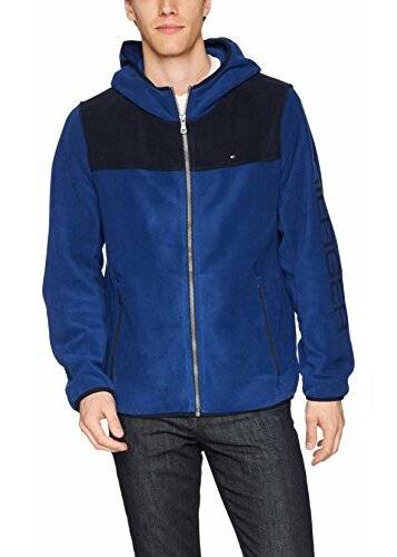 Tommy Hilfiger men's hooded performance fleece jacket midnight/royal blue