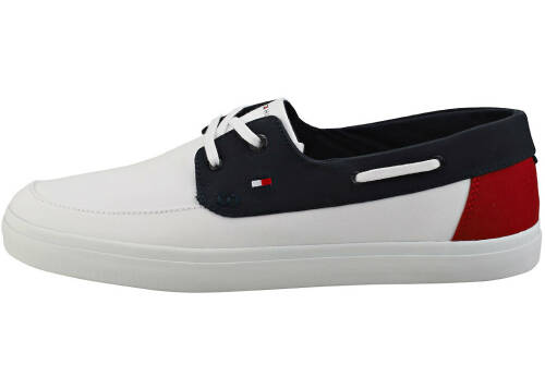 Tommy Hilfiger seasonal core boat shoes in white navy red white