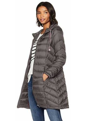 Tommy Hilfiger women's mid length chevron quilted packable down jacket eiffel