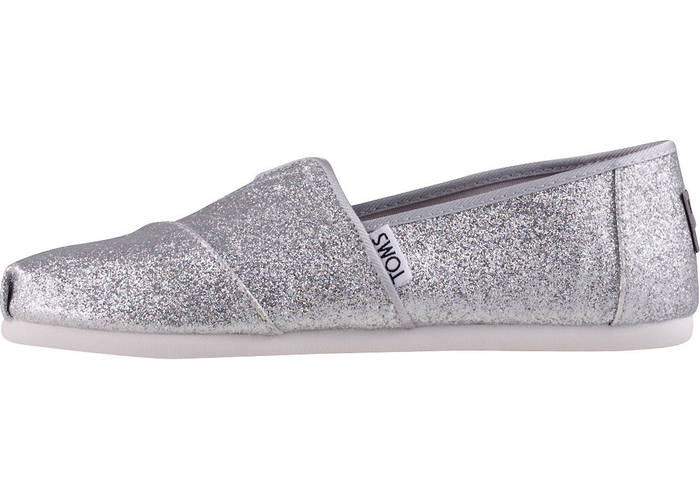 Toms classic iridescent glimmer kids slip on in silver silver