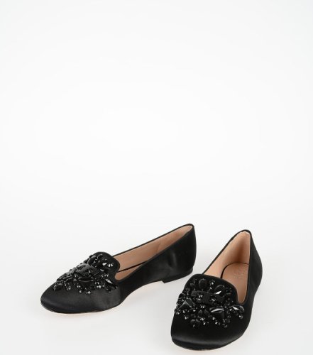 Tory Burch embroidered jewel delphine ballet black