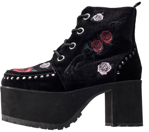 Tuk t.u.k casbah queen rose embroidery boots in black floral* black