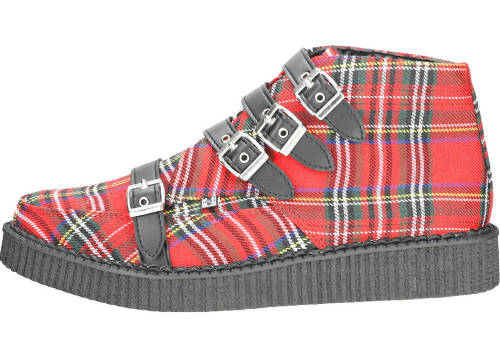 Tuk t.u.k pointed creeper 4 straps unisex boots in red tartan red