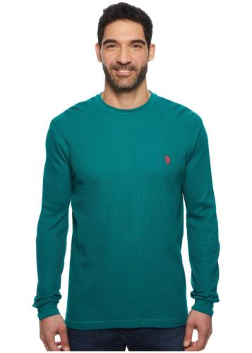 U.s. Polo Assn. long sleeve crew neck solid thermal shirt nocturne teal