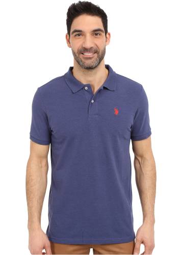 U.s. Polo Assn. solid cotton pique polo with small pony dodger blue heather