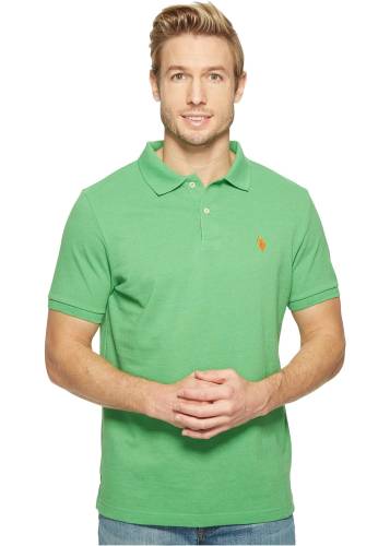 U.s. Polo Assn. solid cotton pique polo with small pony grass heather