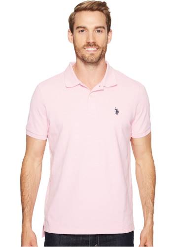 U.s. Polo Assn. solid cotton pique polo with small pony pink sunset heather
