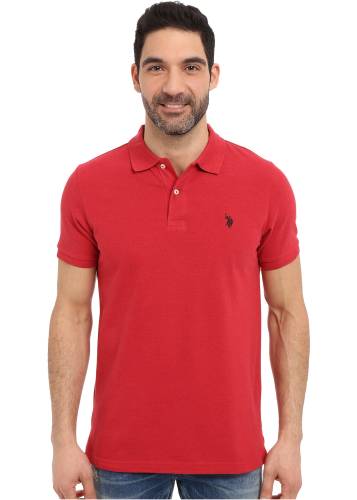 U.s. Polo Assn. solid cotton pique polo with small pony red heather