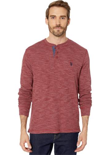 U.s. Polo Assn. space dye thermal henley university red