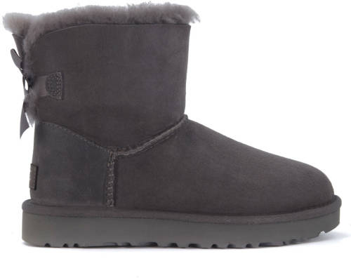 Ugg bailey mini ankle boot in grey suede with bow grey