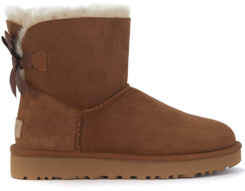 Ugg bailey mini ankle boots in brown suede with bow brown