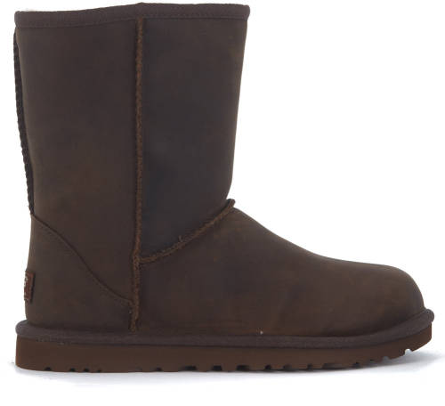 Ugg classic ii short ankle boots in brown leather vintage effect brown