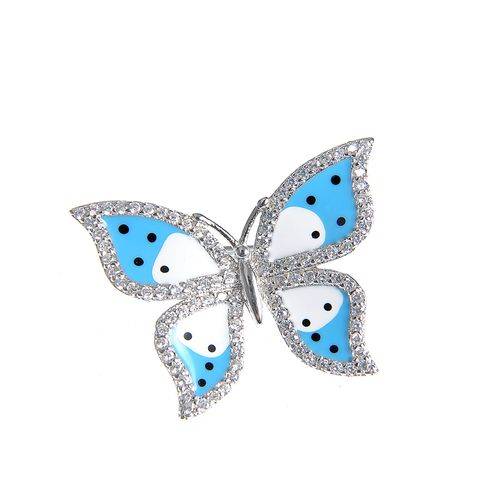 Brosa argint, fluture bleu