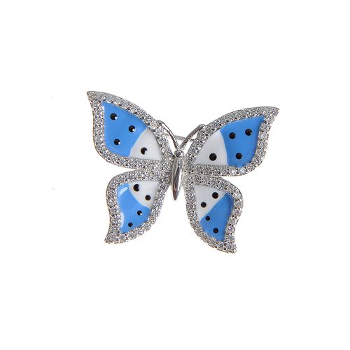 Brosa fluture albastru, din argint