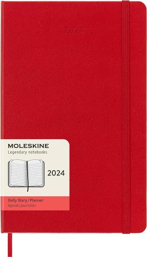 Agenda 2024 - 12-month daily - large, hard cover - scarlet red | moleskine