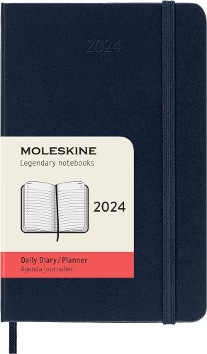 Agenda 2024 - 12-month daily - pocket, hard cover - sapphire blue | moleskine