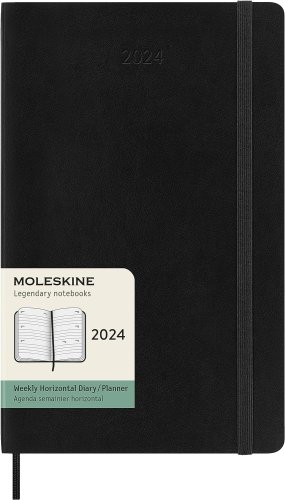 Agenda 2024 - 12-month weekly horizontal - large, soft cover - black | moleskine