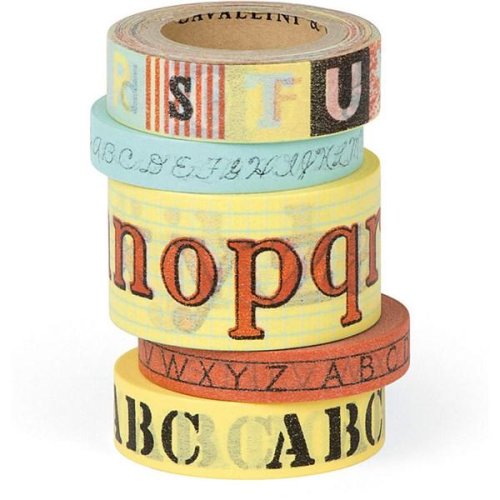 Cavallini alphabet paper tape. set of 5 | cavallini papers & co. inc.