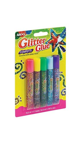 Set 5 tuburi lipici cu sclipici - glitter confetti | amos