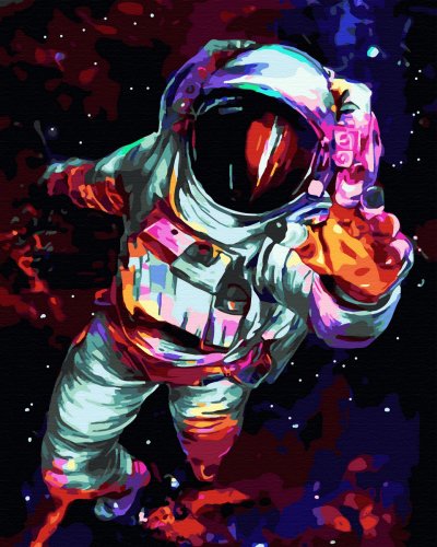 Set pictura pe numere - astronaut in spatiu, 50x65 cm | acuarello
