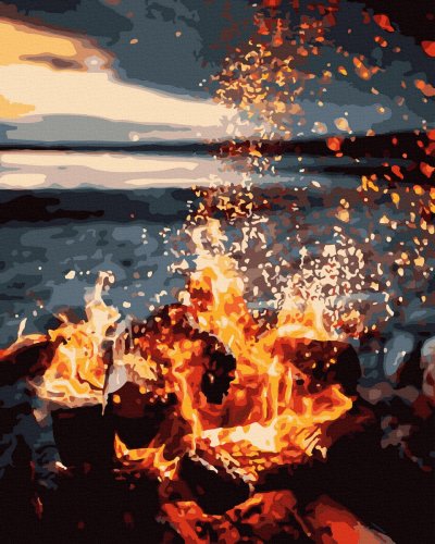Set pictura pe numere - foc de tabara, 40x50 cm | acuarello