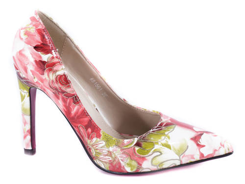 Criss 51561 Red Floral-89-12 Pantofi dama rosii stiletto toc 10 cm verrno