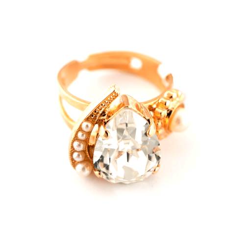 Roxannes - Mariana Jewellery Inel crystal pearl's placat cu aur 24k - 72009-m48001rg