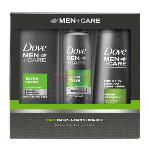 Dove men+care extra fresh gel de dus 250 ml + extra fresh antiperspirant deo 150 ml fresh clean 2in1 sampon set