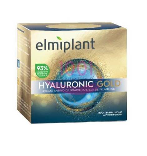 Elmiplant hyaluronic gold efect de reumplere crema antirid de noapte