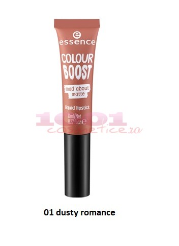 Essence colour boost mad about matt liquid lipstick ruj lichid mat 01 dusty romance