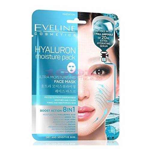 Eveline cosmetics 8 in 1 hyaluron face mask masca de fata 8 beneficii