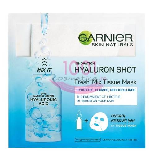 Garnier skin naturals hyaluron shot masca servetel fresh-mix cu acid hyaluronic