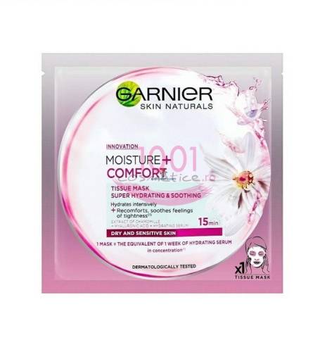 Garnier skin naturals moisture+ comfort masca servetel super hidratanta calmanta cu musetel