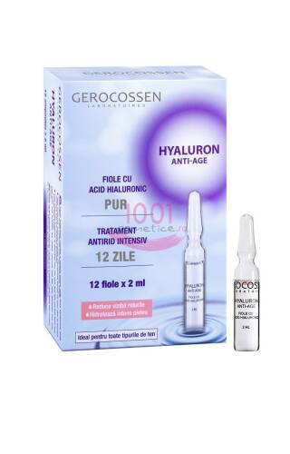 Gerocossen hyaluron anti-age fiole cu acid hialuronic pur 12 bucati
